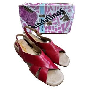 Red Leather Bandolinos Vintage Sandals size 10